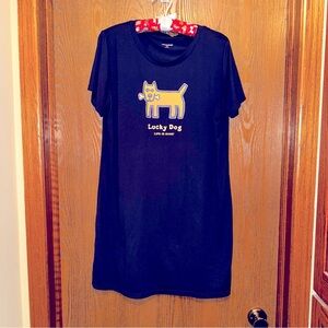 Life is Good X-Large Women’s Nightshirt EUC navy Rocket Lucky Dog Short Sleeve